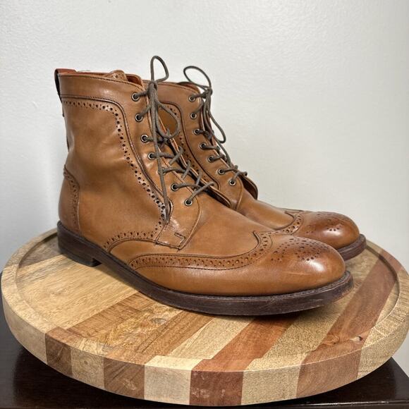 Allen Edmonds "DALTON" Leather Wingtip Dress Boots 11.5 D Brown Lace Up‎ - Picture 1 of 13